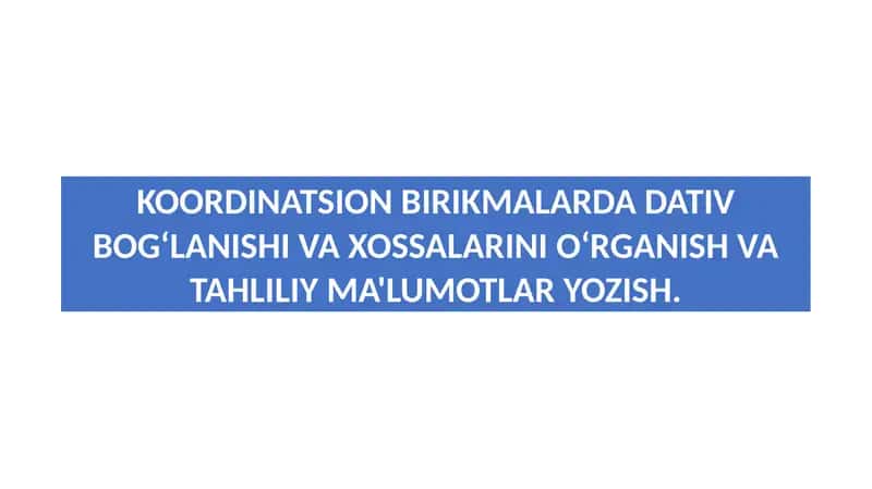KOORDINATSION BIRIKMALARDA DATIV BOGʻLANISHI VA XOSSALARINI OʻRGANISH VA TAHLILIY MA'LUMOTLAR YOZISH