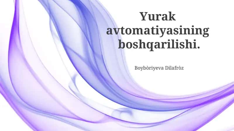 Yurak avtomatiyasining boshqarilishi