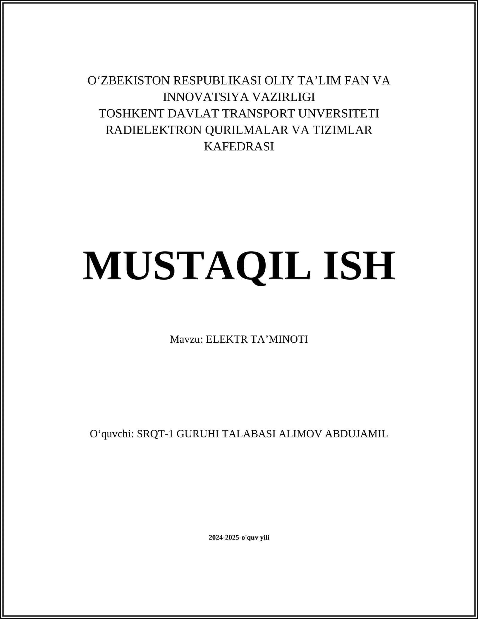 Elektr ta'minoti tizimlari