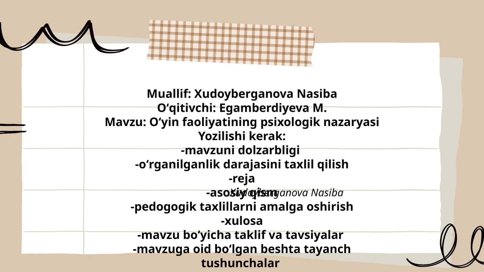 Oʻyin faoliyatining psixologik nazaryasi