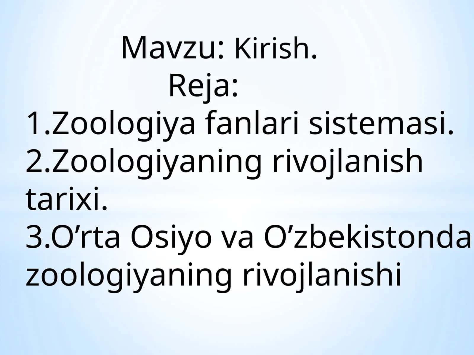 Zoologiya Fanlari Sistemasi