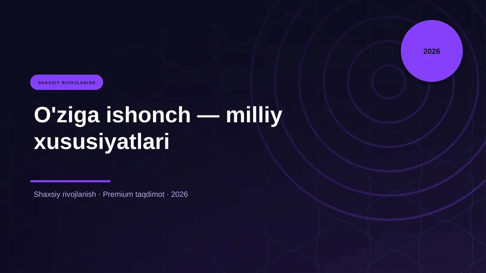 O'ziga ishonch — milliy xususiyatlari