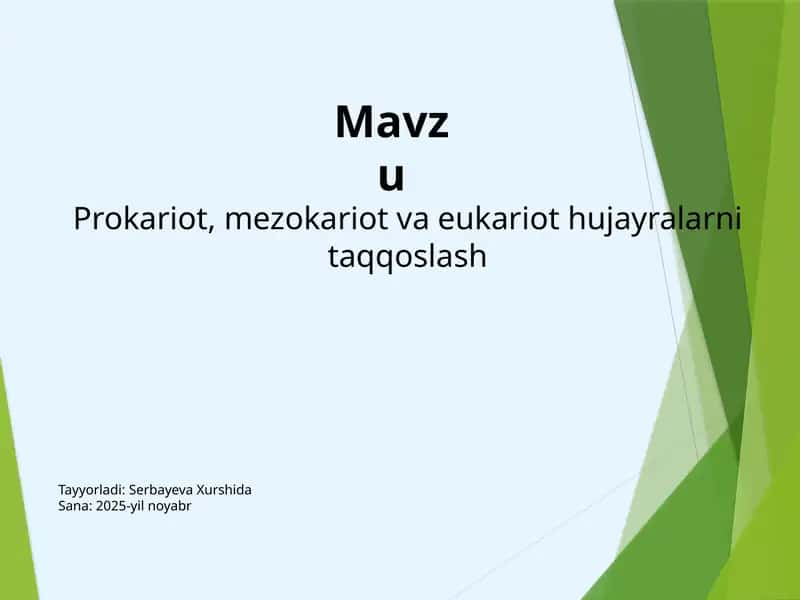 Prokariot, mezokariot va eukariot hujayralarni taqqoslash