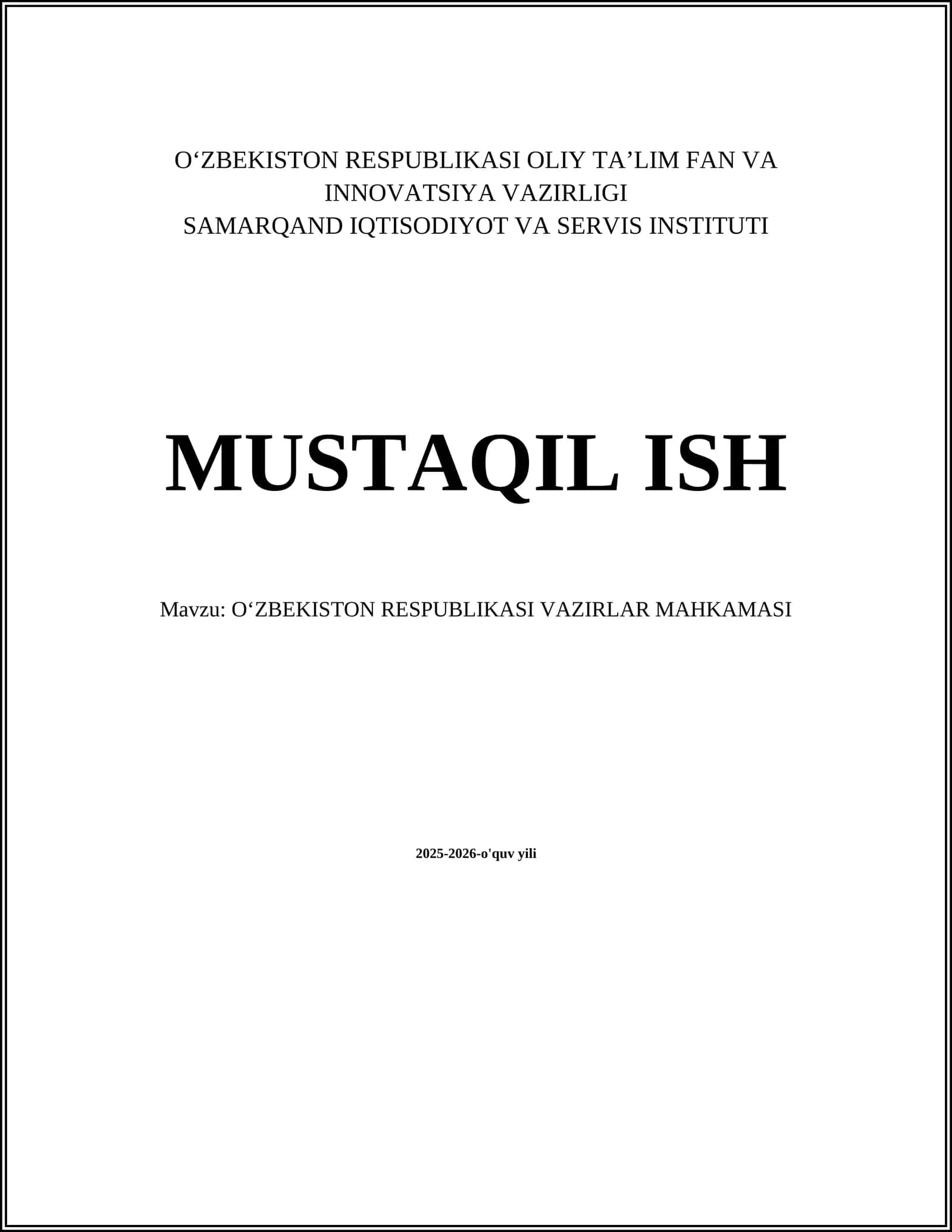 O‘zbekiston Respublikasi Vazirlar Mahkamasi