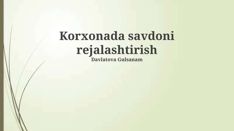 Korxonada savdoni rejalashtirish