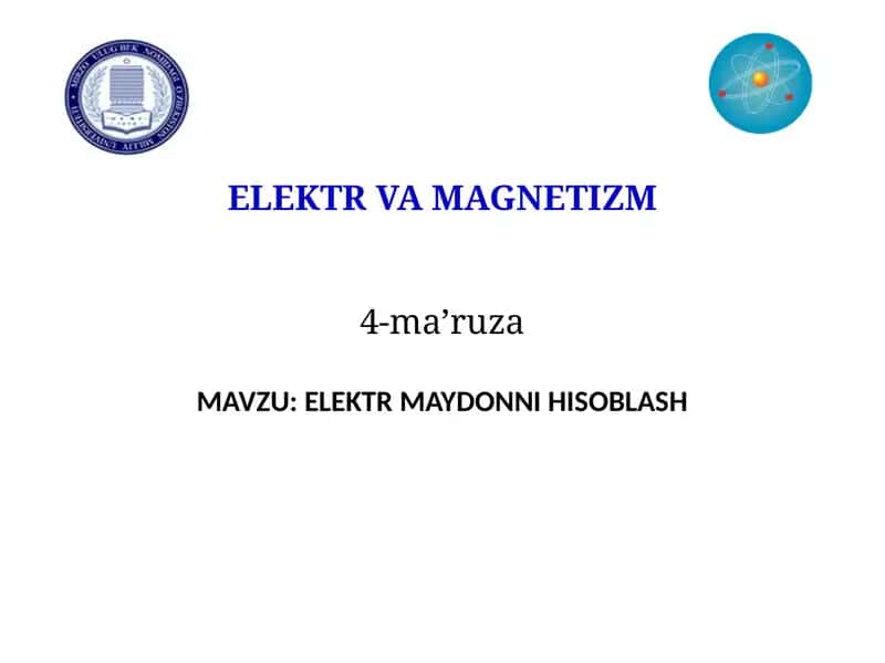 ELEKTR MAYDONNI HISOBALASH