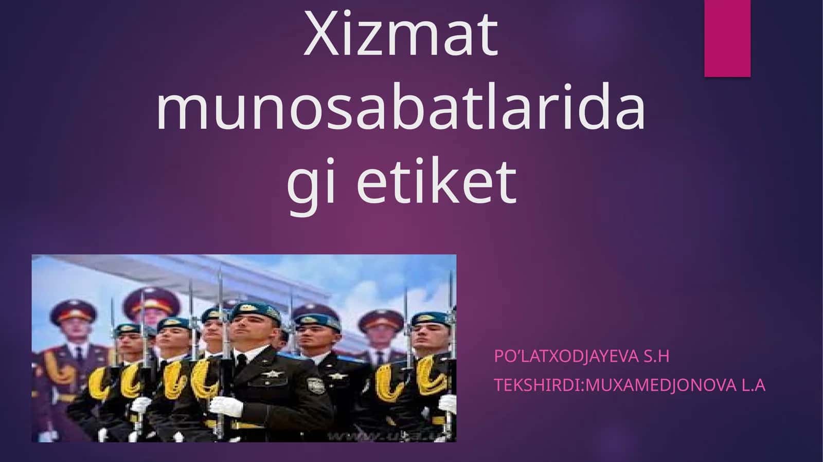 Xizmat munosabatlaridagi etiket