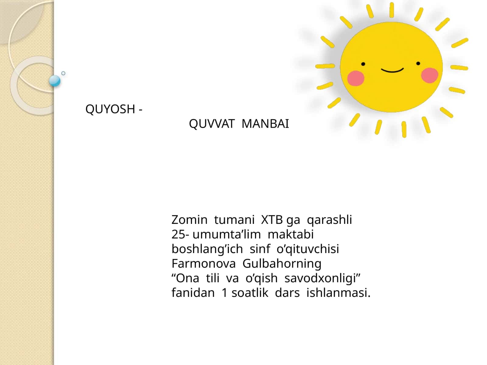 Quyosh - quvvat manbai