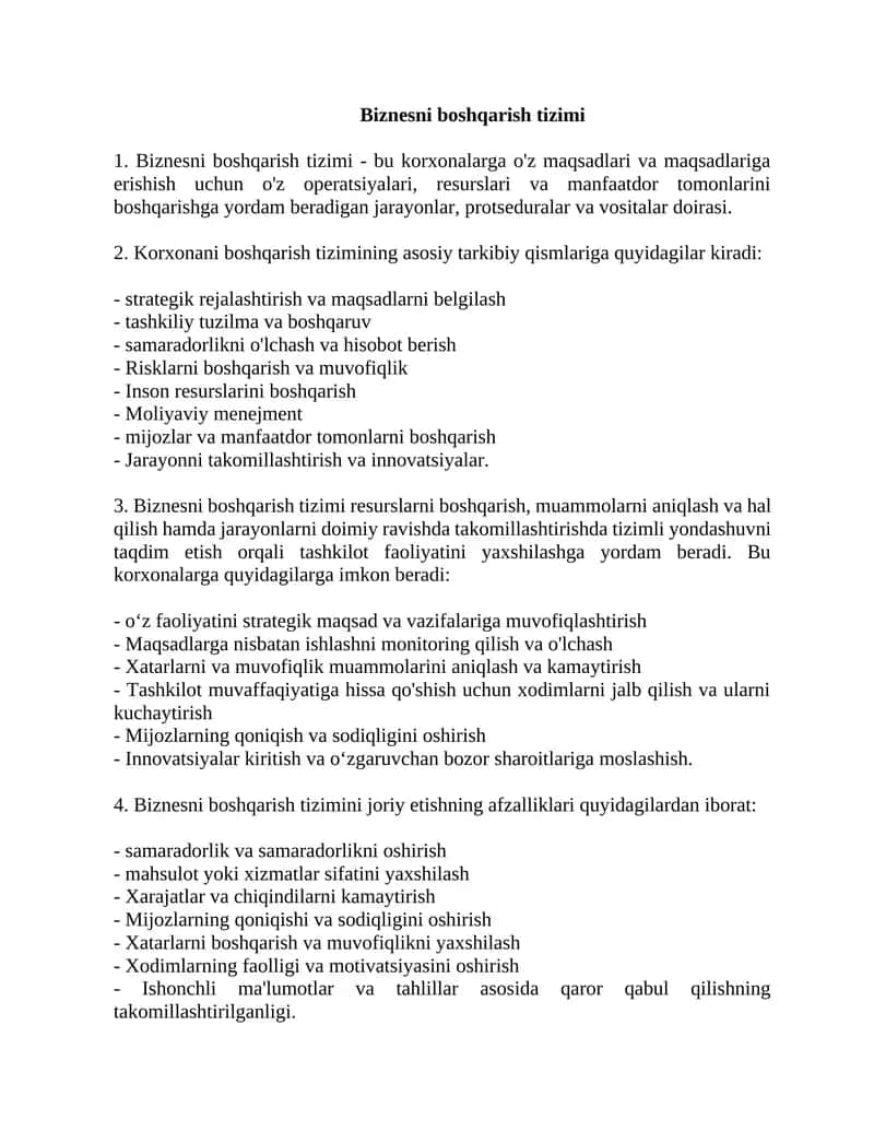 Biznesni boshqarish tizimi