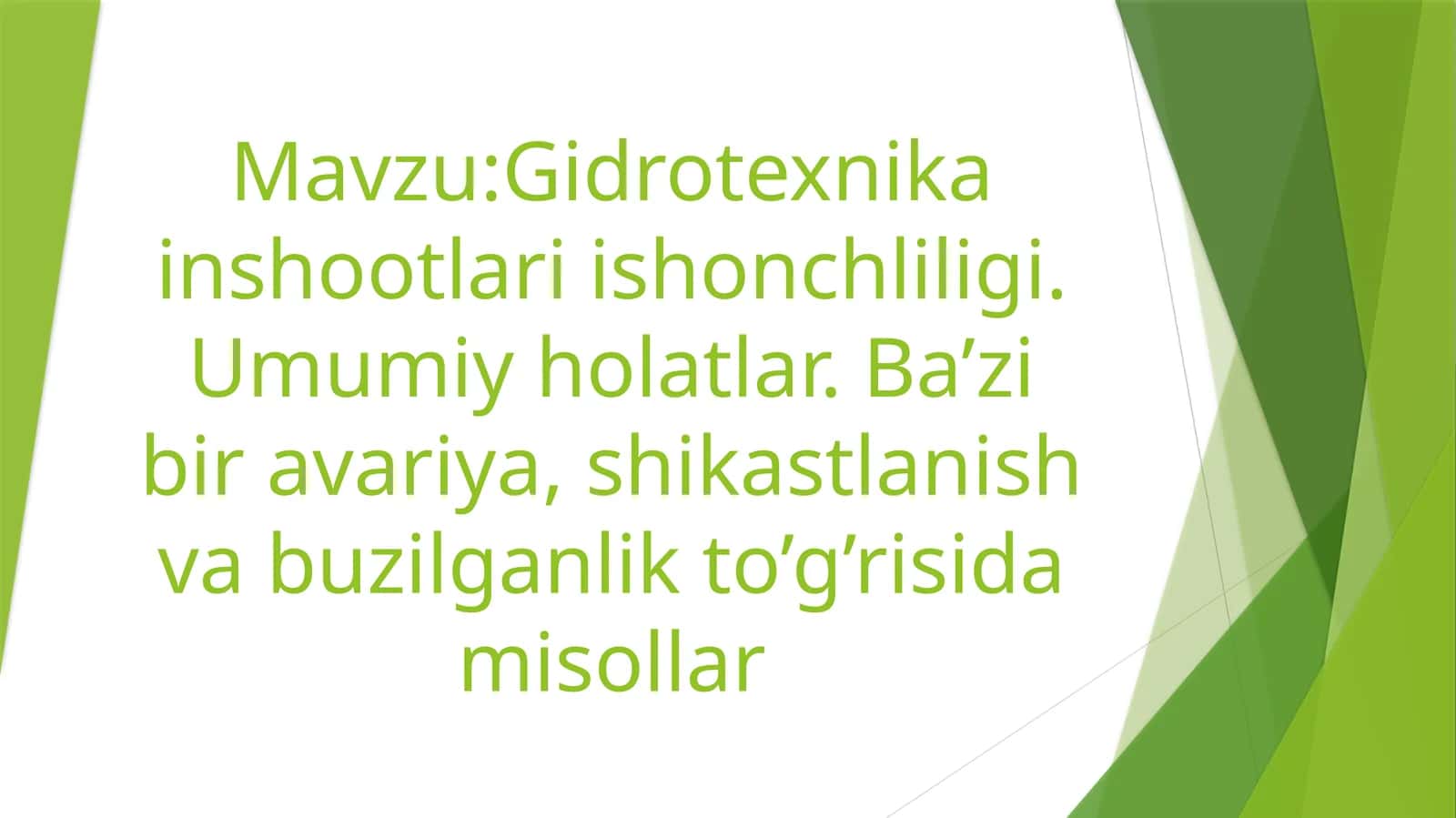 Gidrotexnika inshootlari ishonchliligi