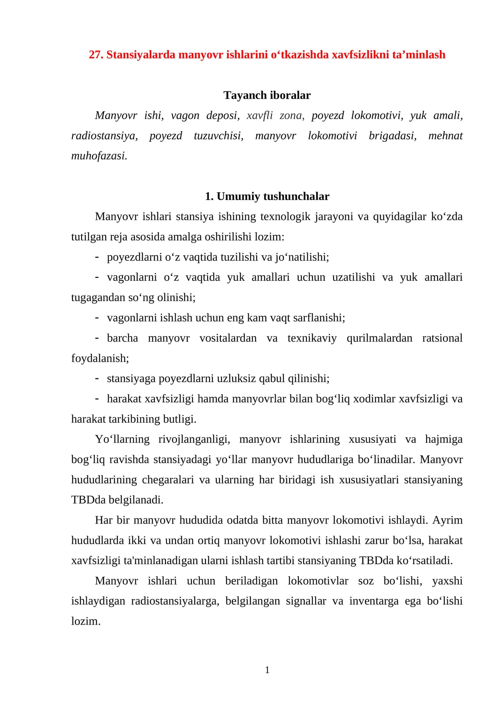stansiyalarda manyovr ishlarini oʻtkazish