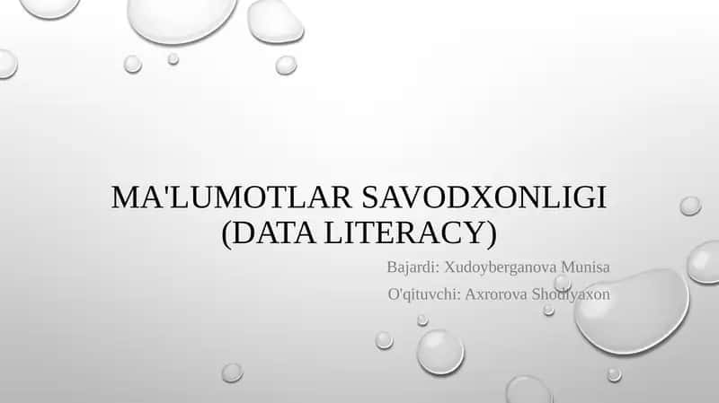 Ma'lumotlar savodxonligi (DATA LITERACY)