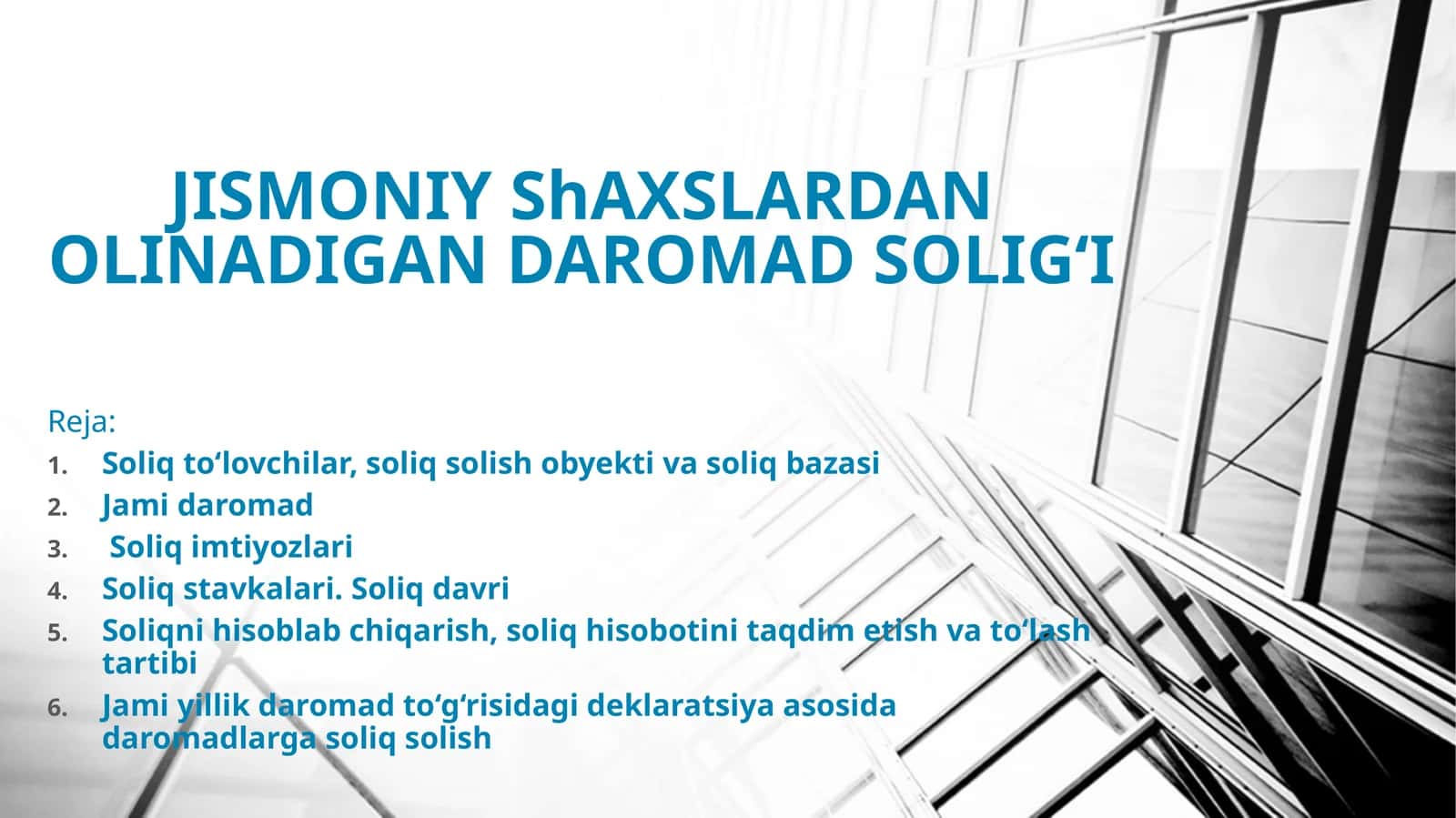 JISMONIY ShAXSLARDAN OLINADIGAN DAROMAD SOLIG‘I