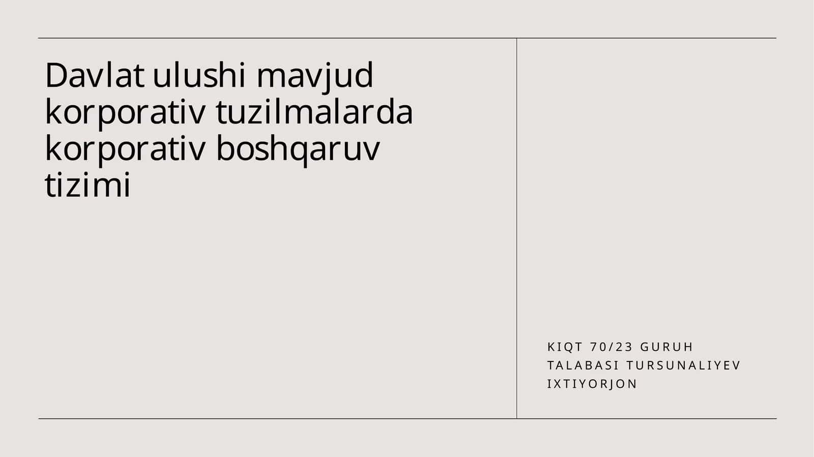Davlat ulushi mavjud korporativ tuzilmalarda korporativ boshqaruv tizimi