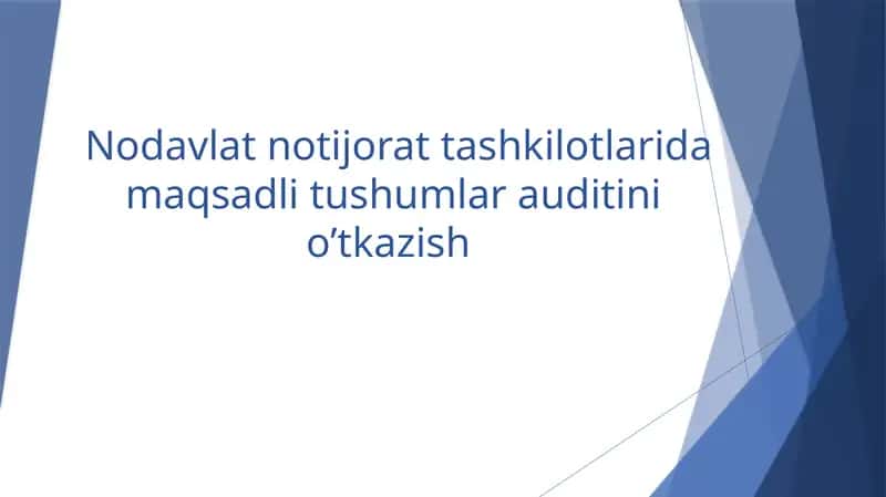 Nodavlat notijorat tashkilotlarida maqsadli tushumlar auditini o’tkazish