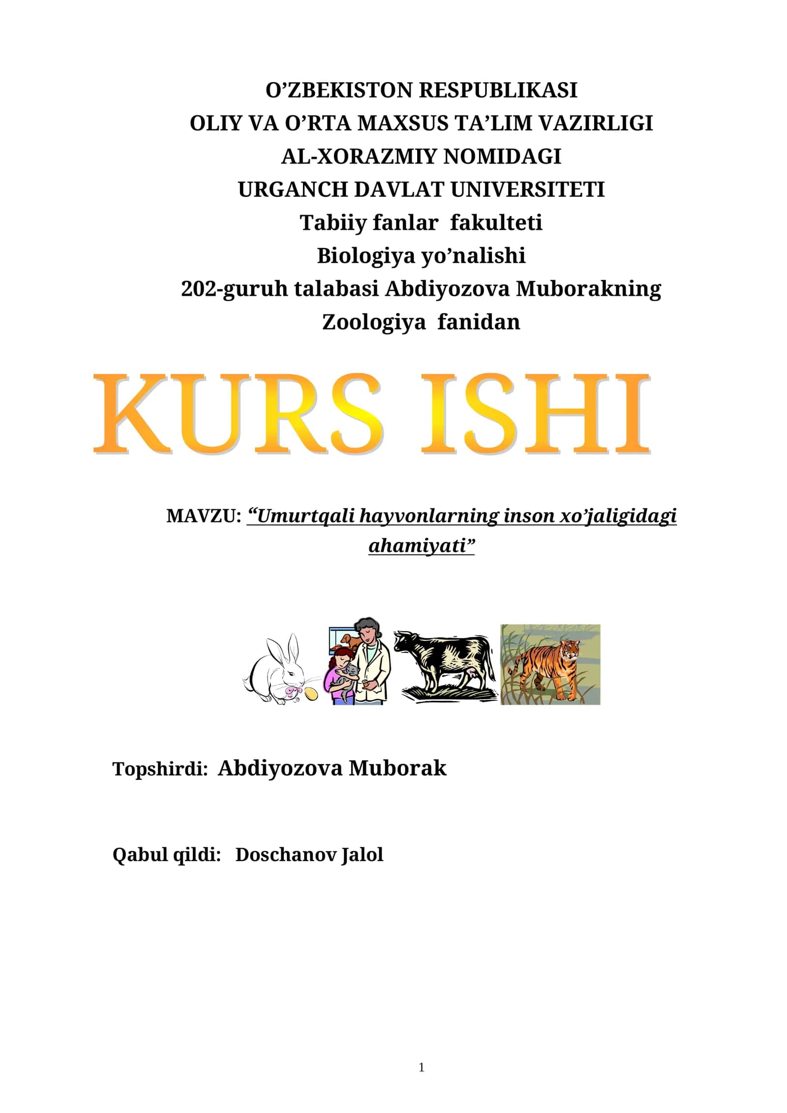 Umurtqali hayvonlarning inson xo’jaligidagi ahamiyati