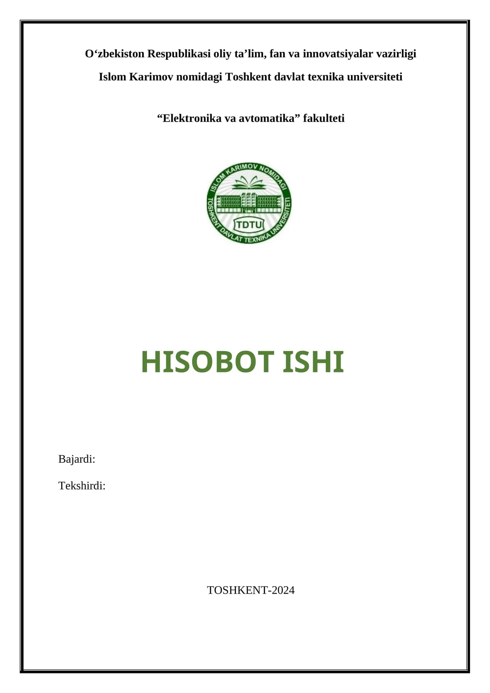 HISOBOT ISHI