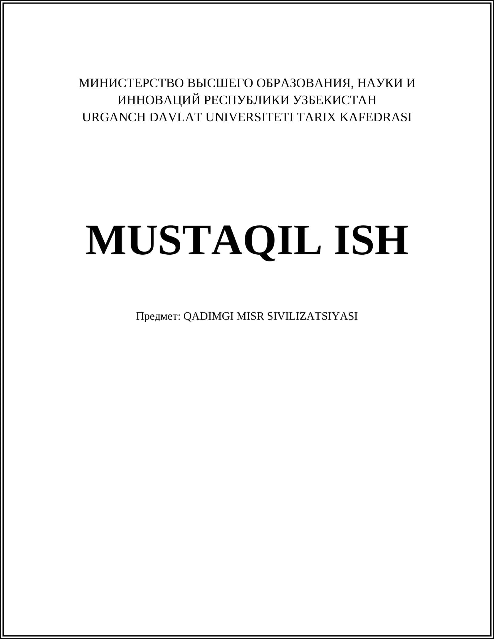 QADIMGI MISR SIVILIZATSIYASI
