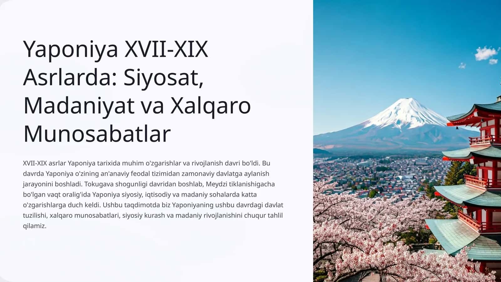 Yaponiya XVII-XIX Asrlarda: Siyosat, Madaniyat va Xalqaro Munosabatlar