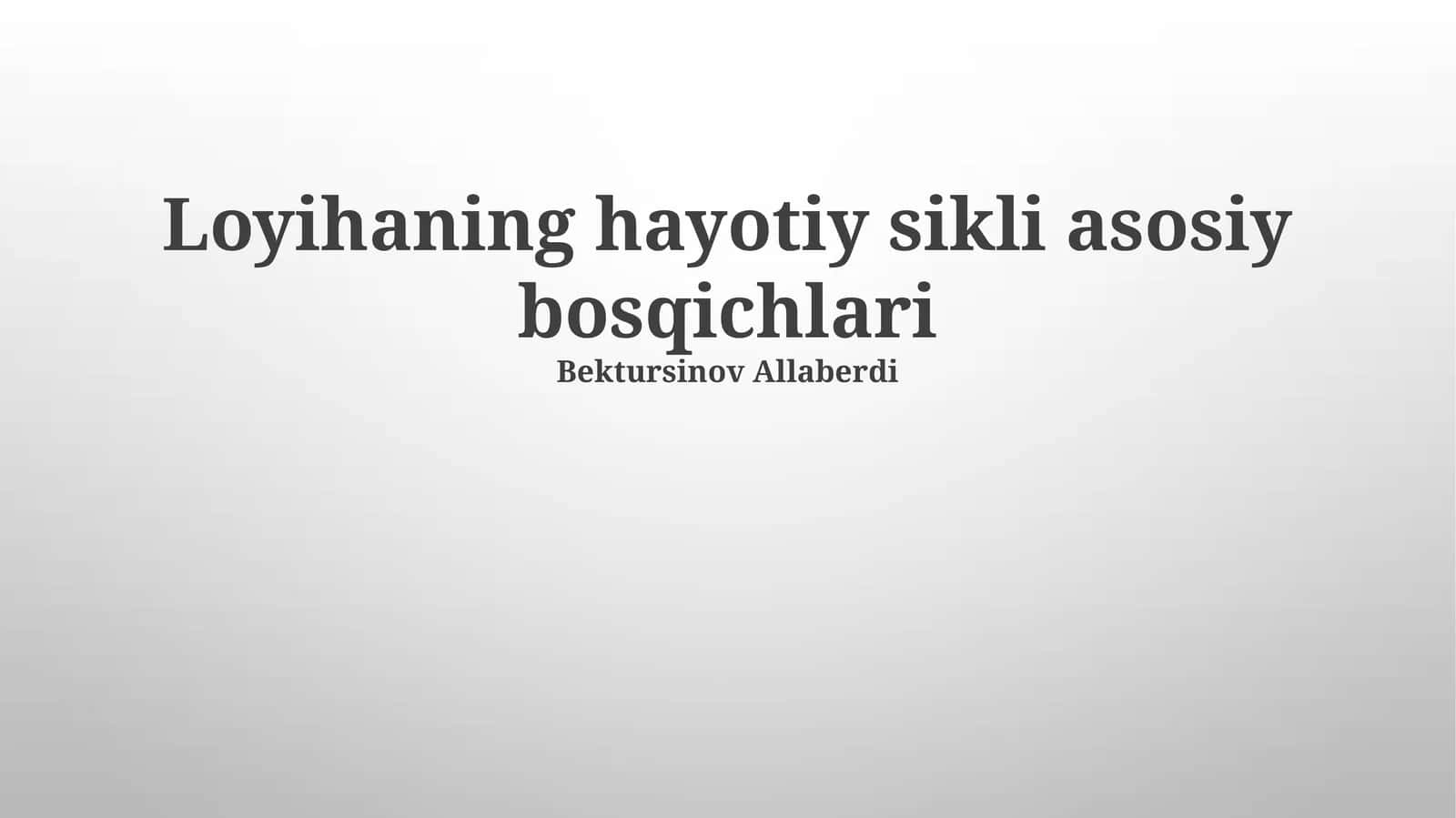 Loyihaning hayotiy sikli asosiy bosqichlari