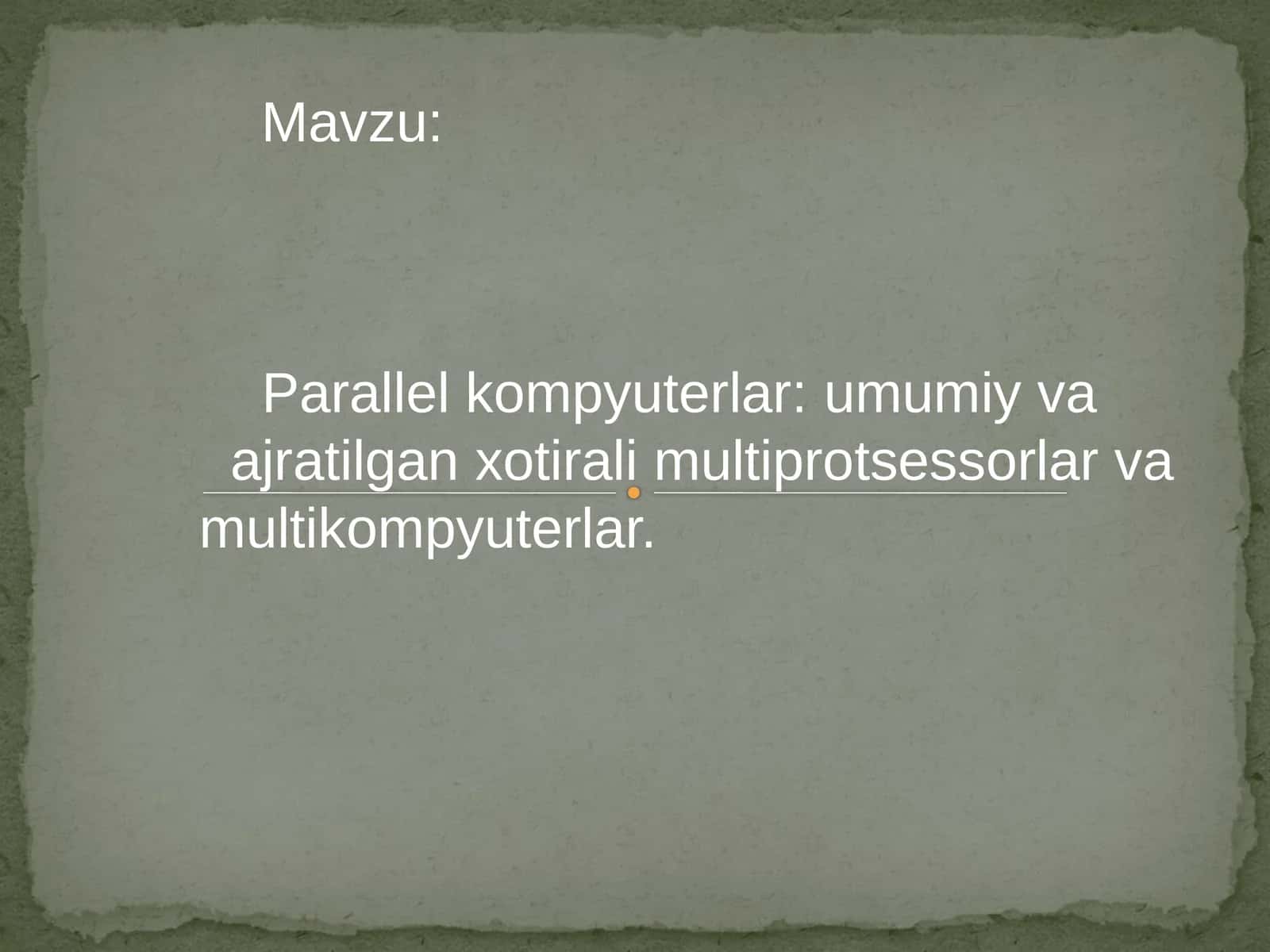 Parallel kompyuterlar