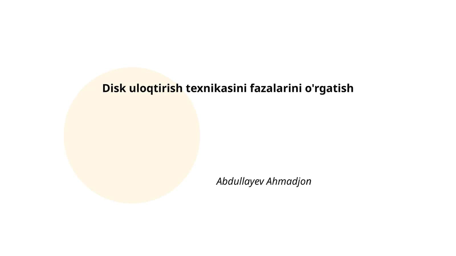 Disk uloqtirish texnikasini fazalarini o'rgatish