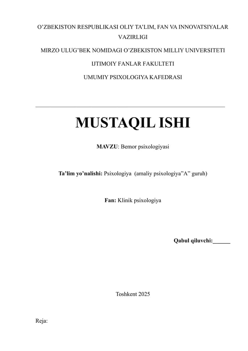 Bemor psixologiyasi