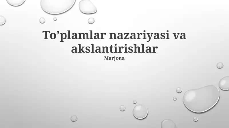Toʼplamlar nazariyasi va akslantirishlar
