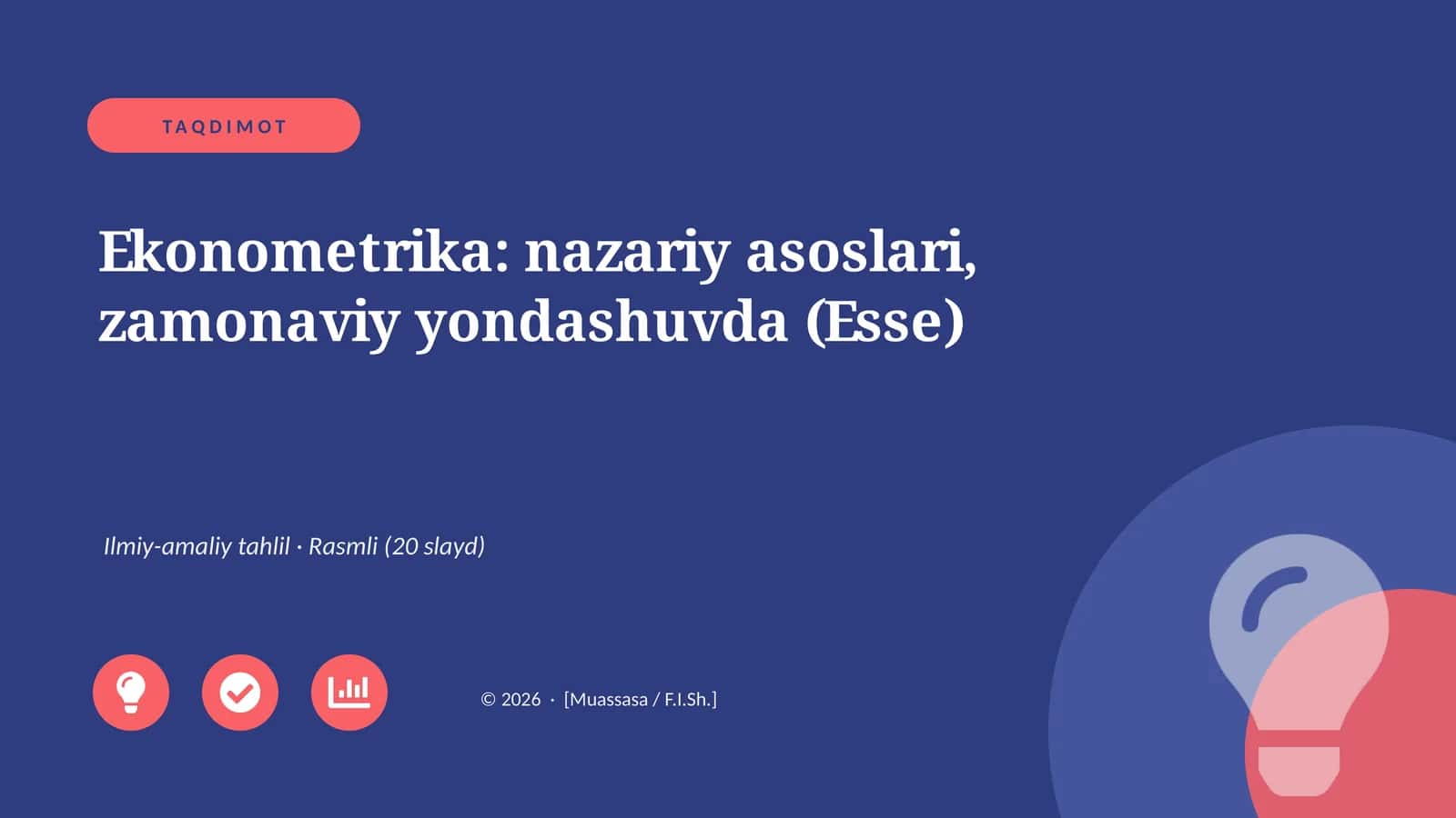 Ekonometrika: nazariy asoslari, zamonaviy yondashuvda (Esse)