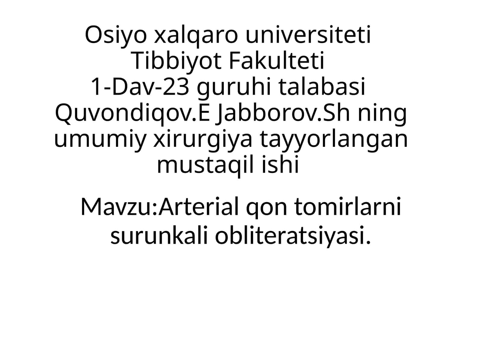 Arterial qon tomirlarni surunkali obliteratsiyasi