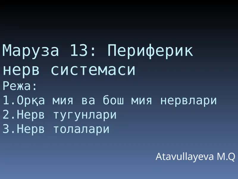 Периферик нерв системаси