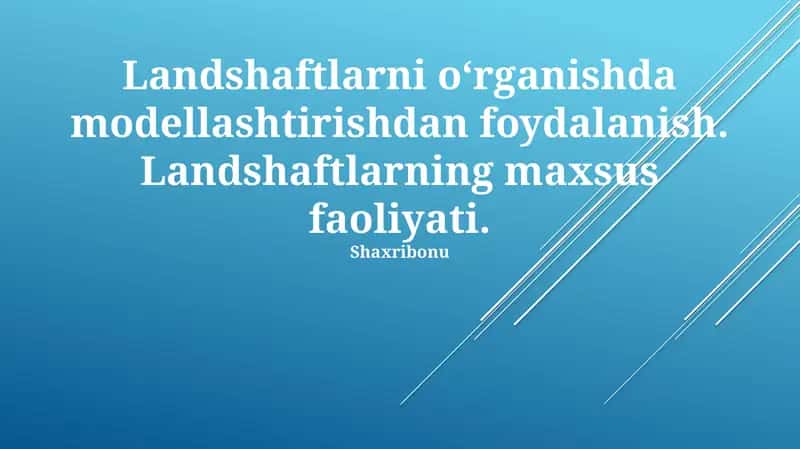 3D Landshaft modellashtirish RS