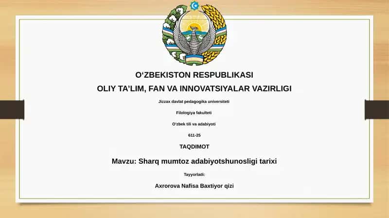 Sharq mumtoz adabiyotshunosligi tarixi