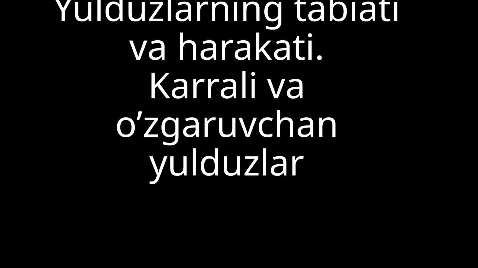 Yulduzlar va ularning harakatlari