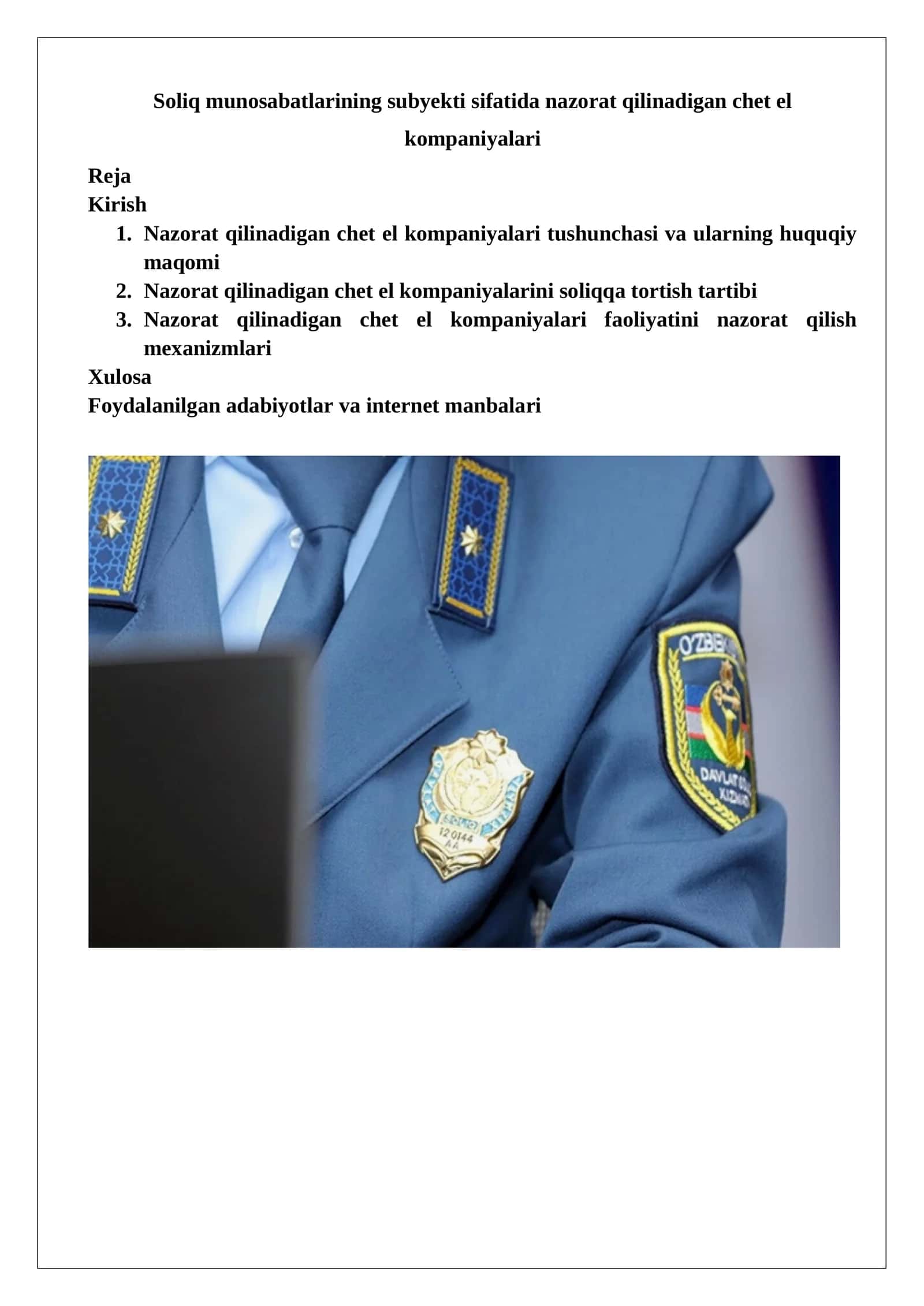Soliq munosabatlarining subyekti sifatida nazorat qilinadigan chet el kompaniyalari