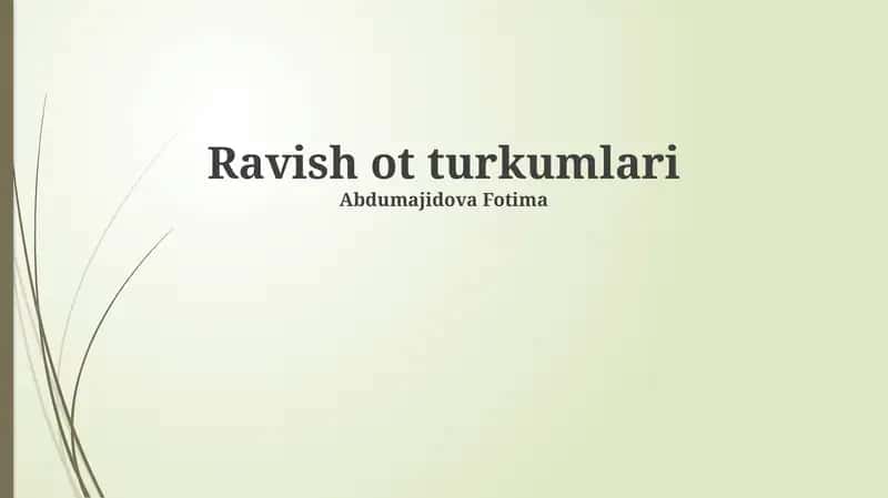 Ravish ot turkumlari