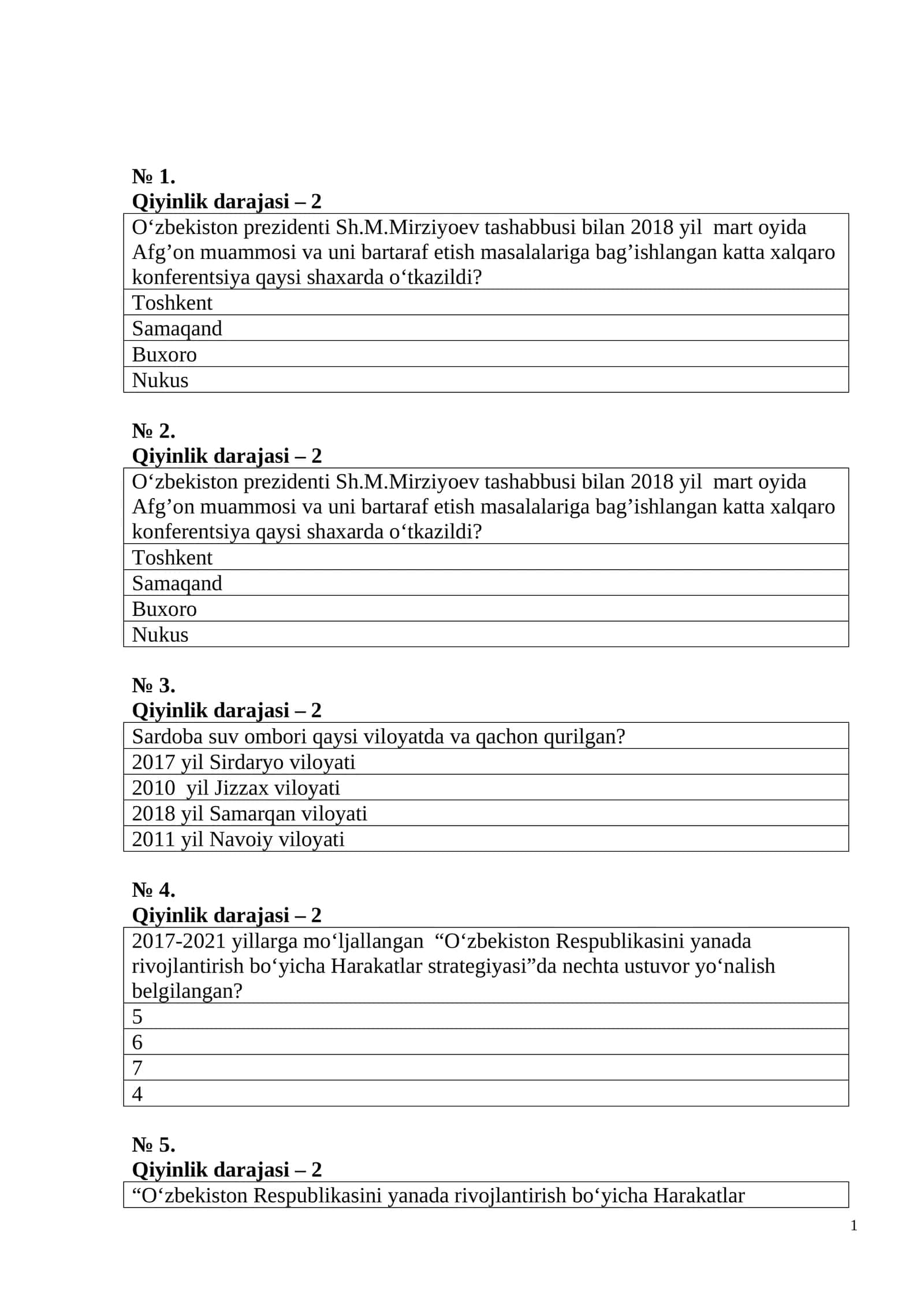 O‘zbekiston Respublikasini yanada rivojlantirish bo‘yicha Harakatlar strategiyasi