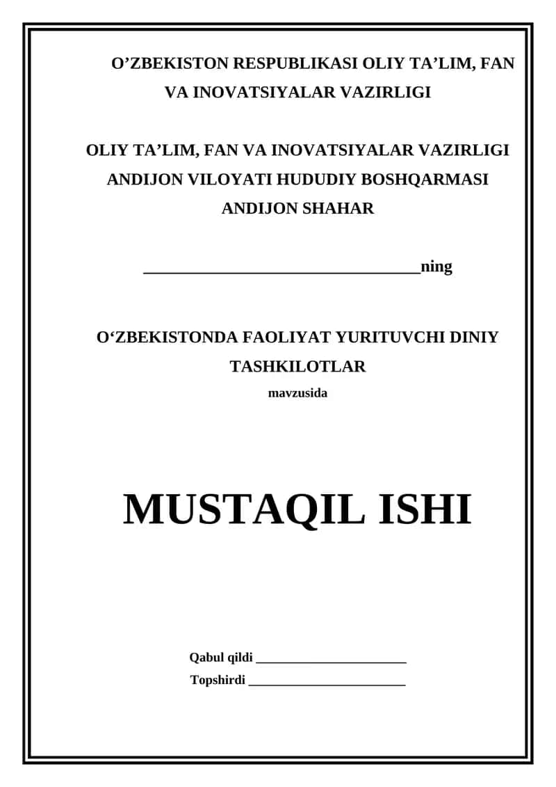 O‘zbekistonda Faoliyat Yurituvchi Diniy Tashkilotlar
