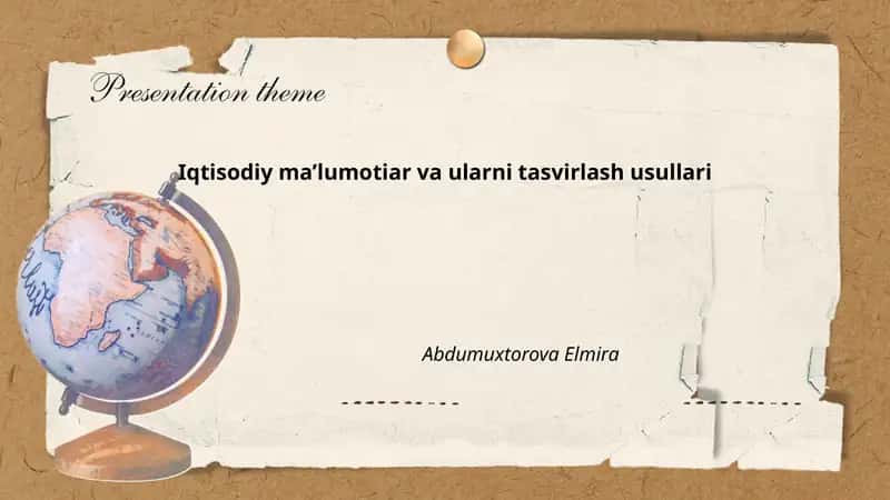 Iqtisodiy ma’lumotiar va ularni tasvirlash usullari