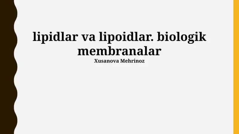 Lipidlar va Lipoidlar