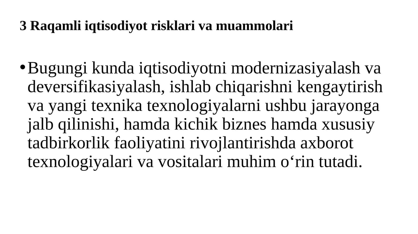 3Raqamli iqtisodiyot risklari va muammolari
