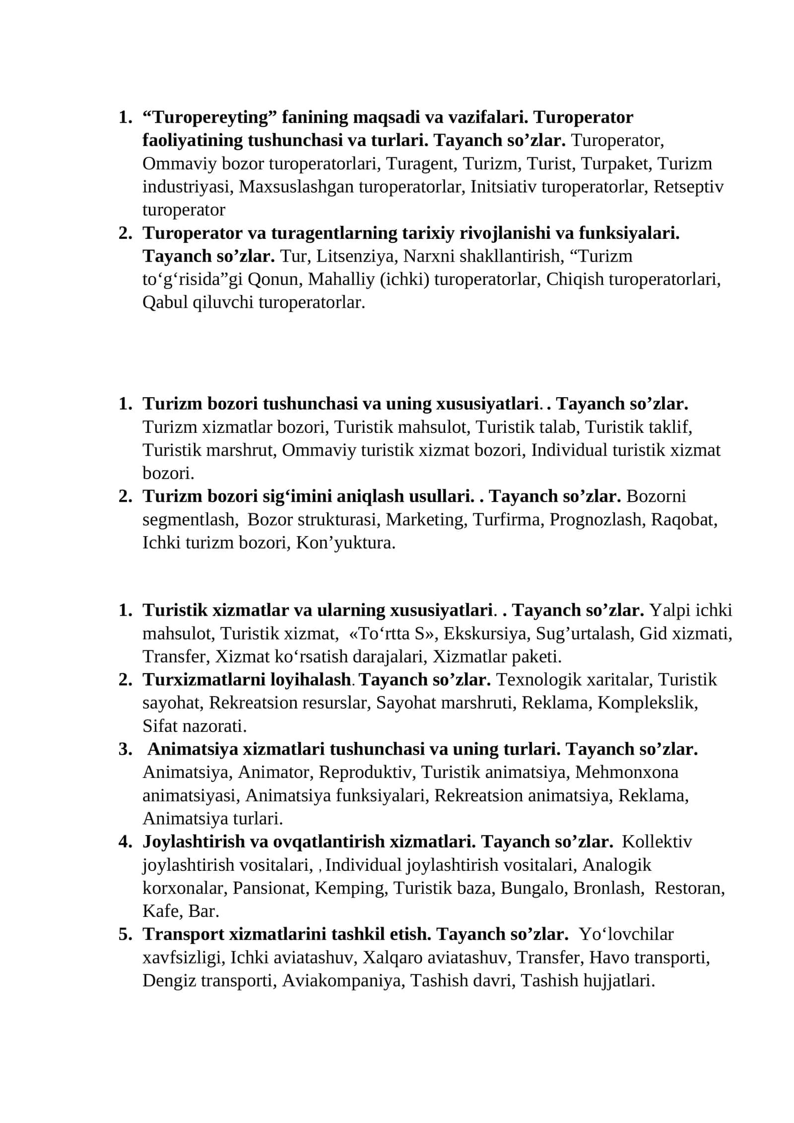 Turizm bozori tushunchasi va uning xususiyatlari