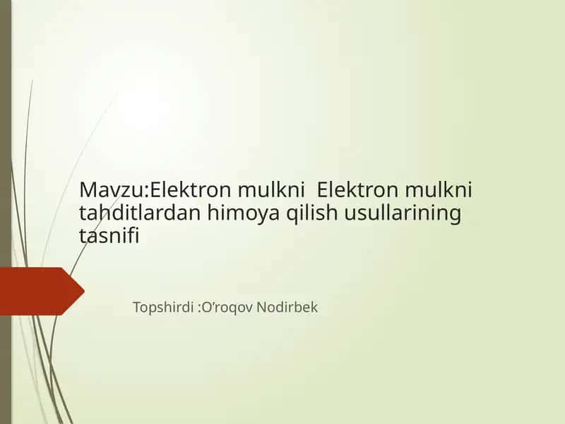 Elektronmulkni Elektronmulknitahditlardanhimoya qilish usullarining tasnifi
