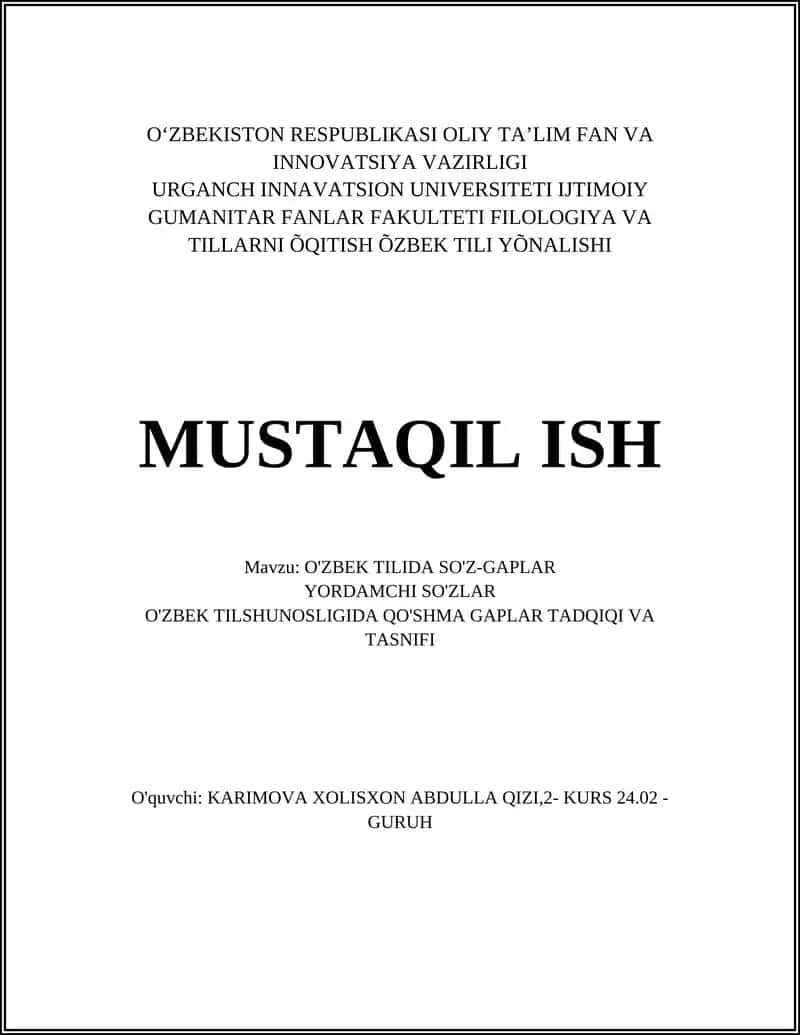 O'ZBEK TILIDA SO'Z-GAPLAR