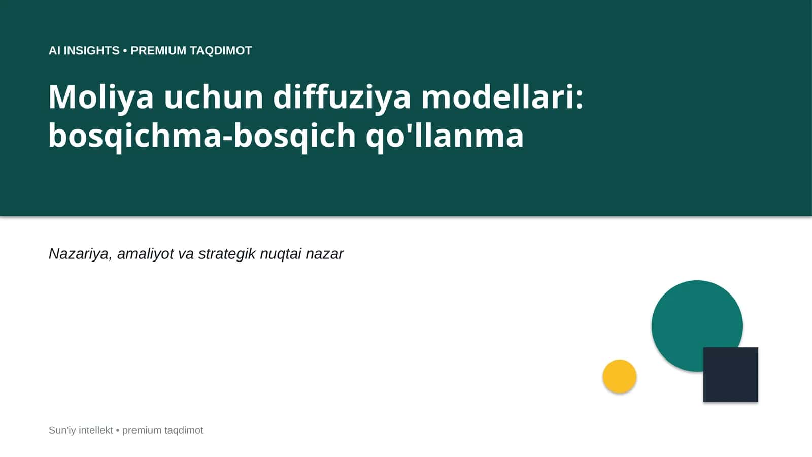 Moliya uchun diffuziya modellari: bosqichma-bosqich qo'llanma