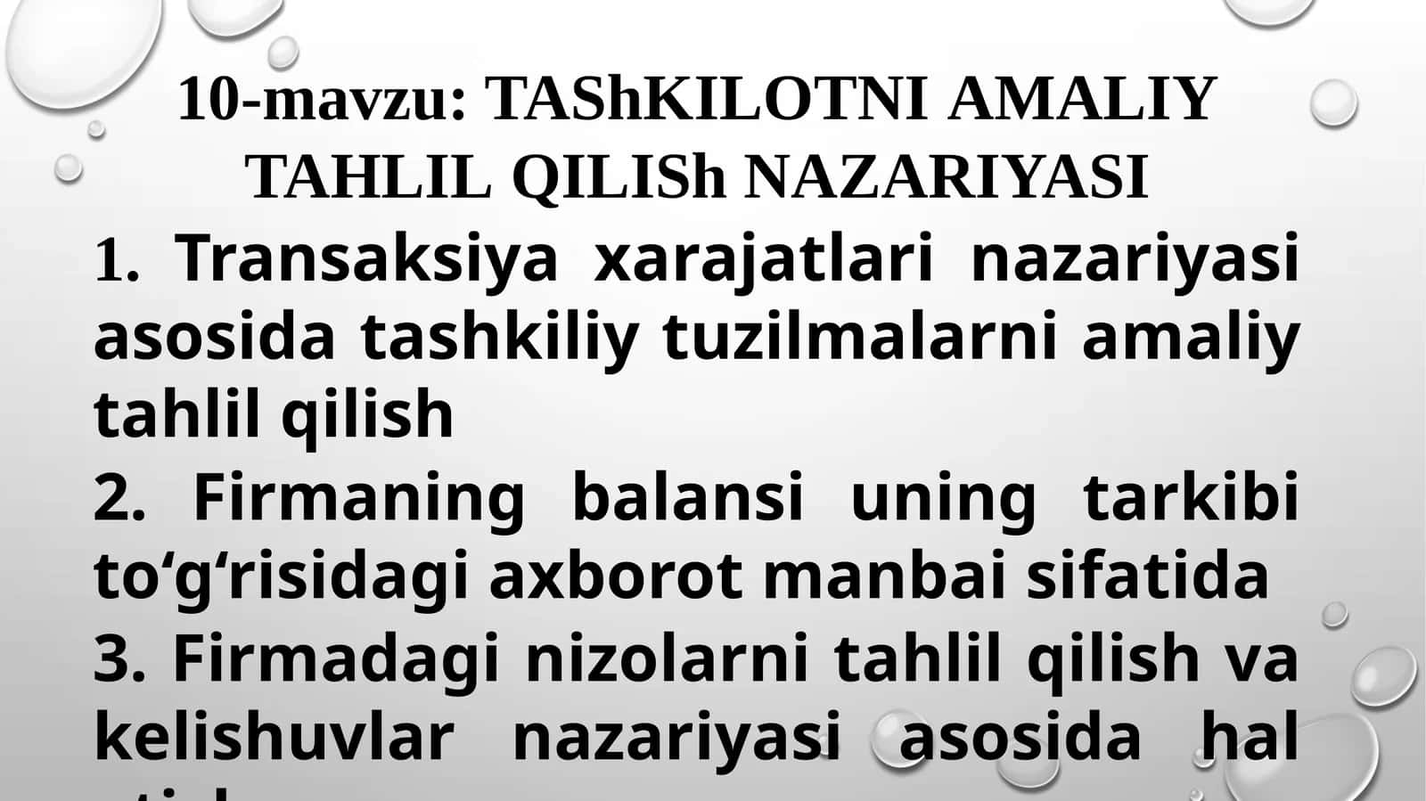 TAShKILOTNIAMALIYTAHLILQILIShNAZARIYASI