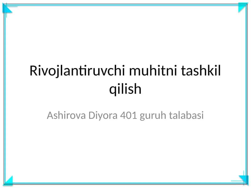 Rivojlantiruvchi muhitni tashkil qilish