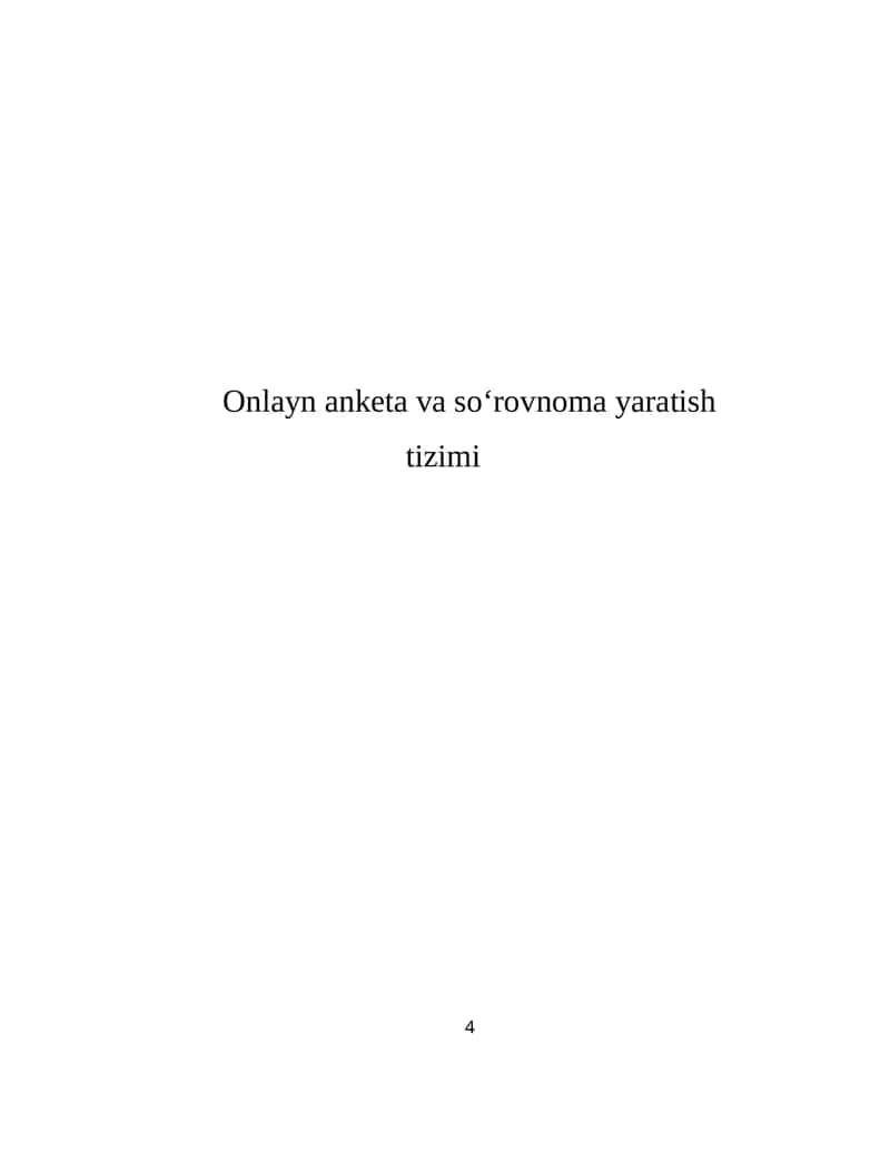 Onlayn anketa va so‘rovnoma yaratish tizimi