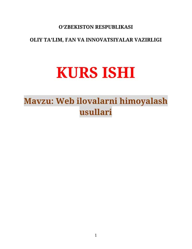 Web ilovalarni himoyalash usullari