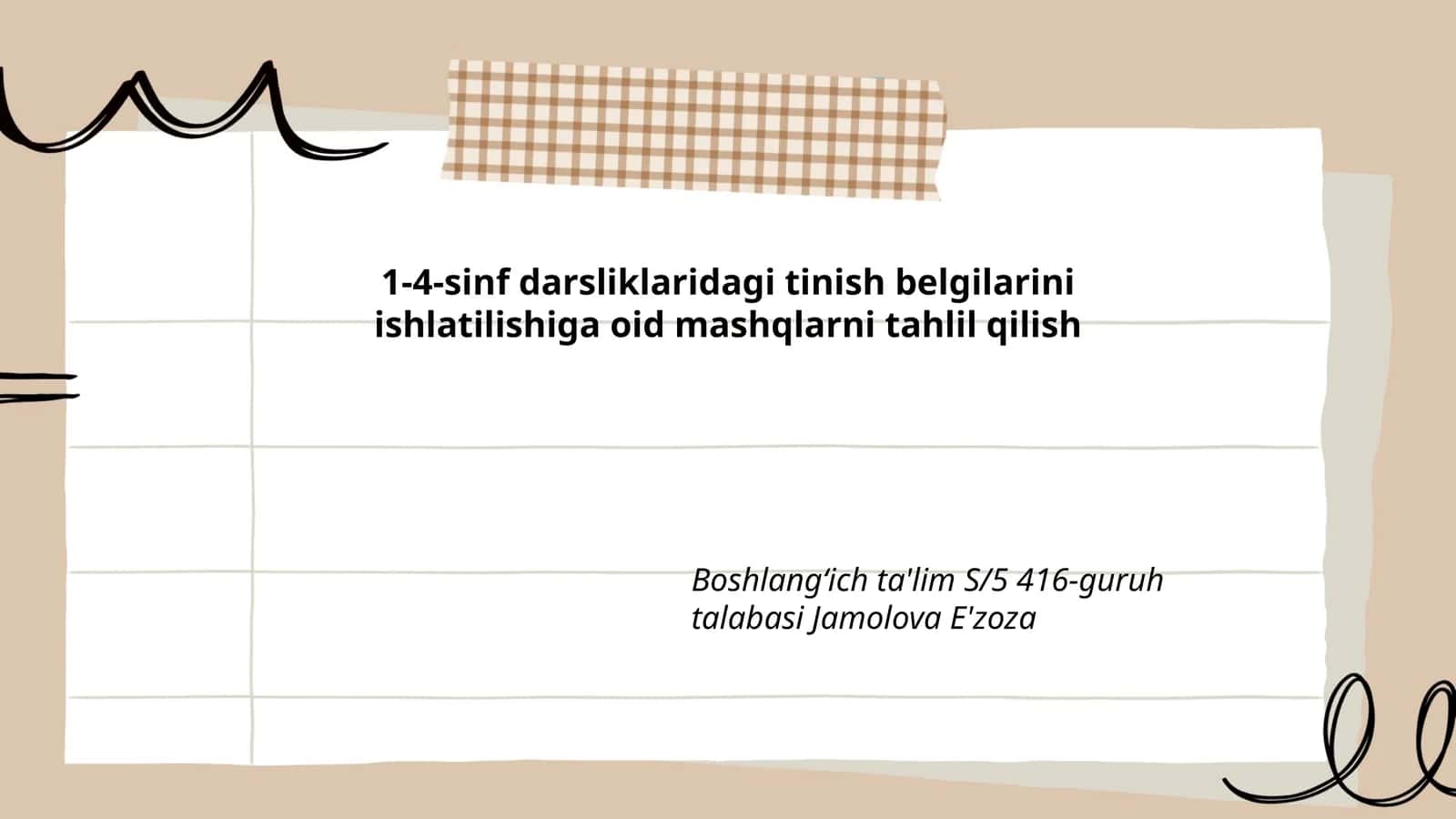 Tinish Belgilari Mashqlari